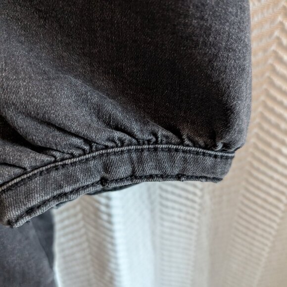 H&M Grey Puff Sleeve Denim Mini Dress Small Bodycon Streetwear - Picture 9 of 11